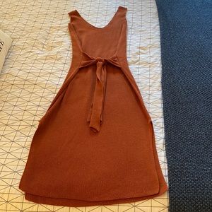 Burnt orange Zara tie waist sweater dress